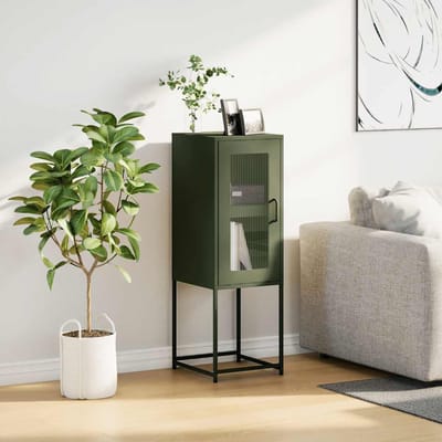 vidaXL - Dressoir - 36x39x107 - cm - koudgewalst - staal - olijfgroen