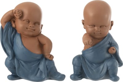 J-Line figuur Monnik Dans - polyresin - blauw - 2 stuks
