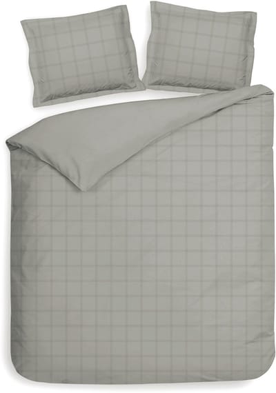 Heckettlane Dekbedovertrek Diamante - Bedlinnen - 240x200-220 cm - Lits-Jumeaux - Grijs - Dekbedovertrek van 100% Katoen-Satijn