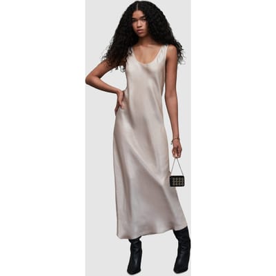 AllSaints Cody Dress Pink Pearl Size: 14 | Maxi Dresses Outlet | Dames | Roze