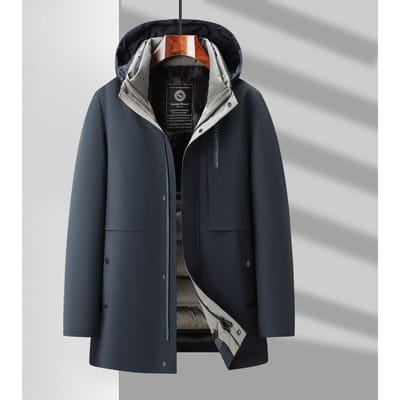 Witte Ganzendons Donsjack Heren Nieuwe Winter Business Casual Uitneembare Voering Verdikt Donsjack voor Drie Draagwijzen 4XL marineblauwe kleur