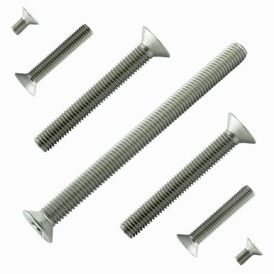 Verzonken schroeven - Machineschroeven kruiskop - Vlakke bevestiging - Roestvrij staal A2 - M6 x 80 mm - Zilverkleurig