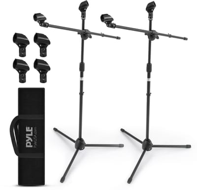 Pyle Microfoonstandaard 2-pack – Universele Verstelbare Tripod – In hoogte verstelbaar met 5/8″ adapter – Inclusief draagtas