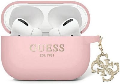 Guess Glitter Charm Silicone Case - Geschikt voor Apple Airpods Pro 2 (2e gen) - Roze