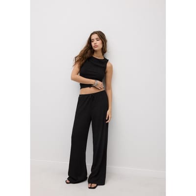 Stradivarius Top met textuur en plooien  Zwart M