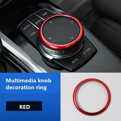 Premium Aluminiumlegering Auto Interieur Kit - Passend voor Multimedia Knop Decoratie voor BMW 5, 1, 2, 3, 7 Serie & X Modellen rood