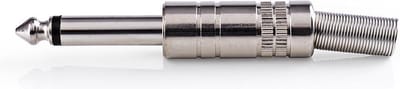 Nedis 6,35 mm Audioconnector - Recht - Male - Vernikkeld - Soldeer - Diameter kabelinvoer: 6.8 mm - Metaal - Metaal - Polybag - 25 Stuks