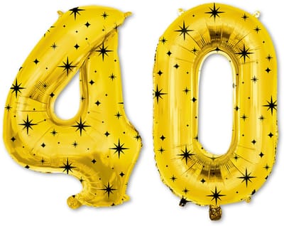 LUQ – Folieballonnen Cijfer 40 – Goud-Zwart – Verjaardag Decoratie – Cijfer Ballon – Feest Versiering – Helium Geschikt