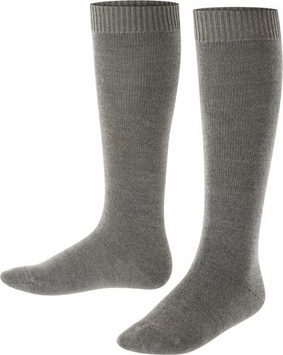 FALKE Comfort Wool lang eenkleurig wol kniekousen kinderen grijs - maat 23-26