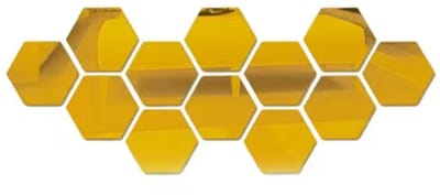 Scoby - Wandspiegel - Zelfklevende spiegelstickers - Hexagonale plakspiegels - Goudkleurig - 18/16 cm - Set van 24 stuks