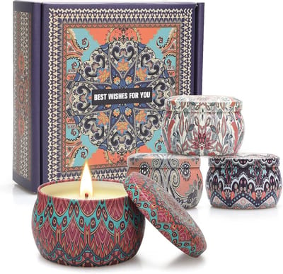 Geurkaarsenset 4 stuks - Ideaal Cadeau voor Vrouwen - Verlicht Stress - Perfect voor Verjaardag, Kerst, Valentijnsdag, Moederdag