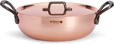 De Buyer Prima Matera Sauteer Pan met Deksel - Gietijzeren Handvaten - Ø 28cm - 90% Koper - 10% Rvs