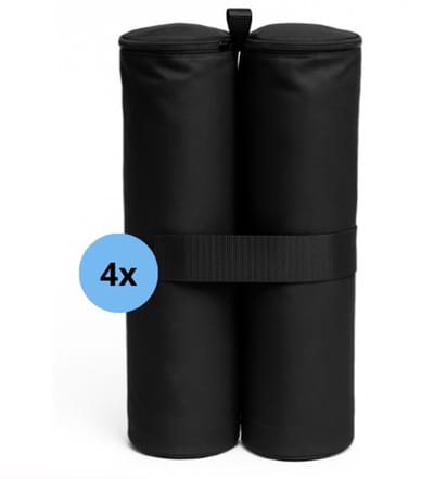 Zandgewichtzakken 4 stuks - 28 x 46 cm - Partytent gewichten - Dubbele buis met rits - Tot 10 kg vulbaar - Ongevuld