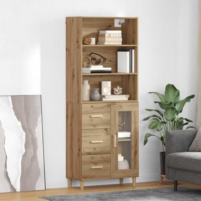 vidaXL - Highboard - Artisan - Eiken - 69,5 - x - 34 - x - 180 - cm - Bewerkt - hout