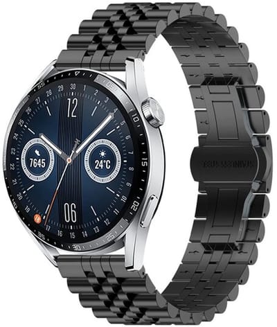 By Qubix - Stalen band - Zwart - geschikt voor Huawei Watch GT 6 / GT 7 / GT 6 pro / GT 7 pro - 46mm