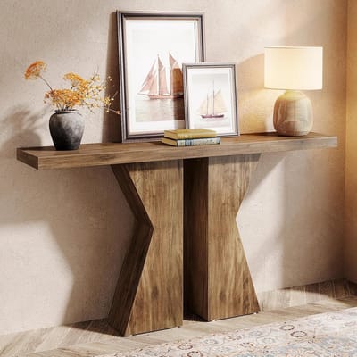 Tribesigns - Console Tafel - Dressoirtafel - Industrieel - Bijzettafel - Hout - Bruin - 30 x 140 x 80 cm