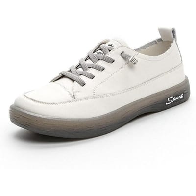 Loafers Dames Echt Leer Grote Maat Lente Veterschoenen Witte Schoenen Dames Mode Casual Zachte Zool Platte Schoenen Dames 35 white