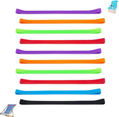 10 stuks - handdoekhouder - Siliconen handdoekhouder voor stoel - Accessoire voor het vasthouden van strandhanddoeken - Elastische bevestigingsband - Afmeting 30 x 1 cm - Geschikt voor strandstoelen, zwembadstoelen en rolstoelen (willekeurige kleur)