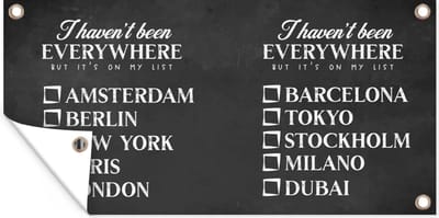 Schuttingposter Spreuken - Quotes - I haven't been everywhere but it's on my list - Berlijn - 200x100 cm - Tuindoek