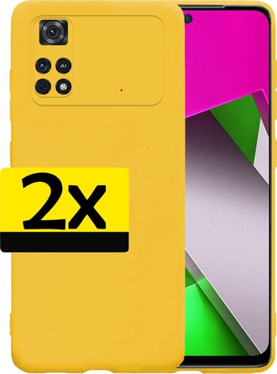 Hoesje - 2 Stuks - Geschikt voor Xiaomi Poco X4 Pro 5G - Sterk & Shockproof - Case Siliconen - Back Cover - Telefoon Hoes - Telefoonhoesjes - Geel