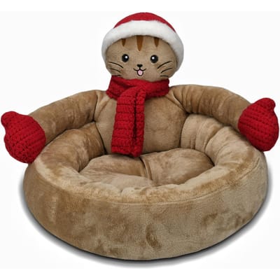 Semi-gesloten Kennel Winter Warm Driedimensionale Cartoon Kattenkennel Kerststijl Creatieve Kleine en Middelgrote Hond Huisdierkennel S 40*30cm
