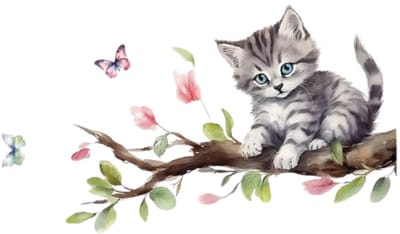1Pc Aquarel Cartoon Leuke Kat op Boomtak Muurstickers voor Kinderkamer Decoratie Muurstickers Slaapkamer Decoratie Home Decor