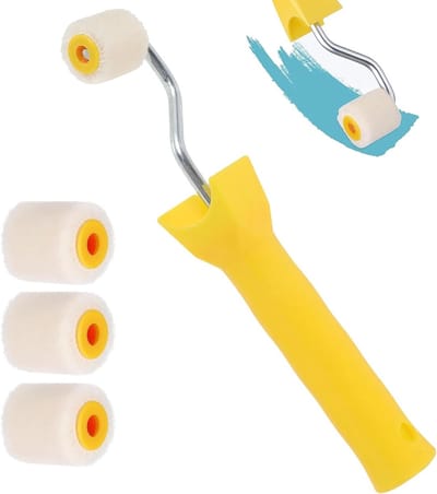 Mini Verfroller voor Muren - Set met Handvat, 4 Vervangbare Rollen en Textuurverf voor Muurdecoratie