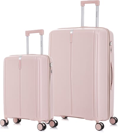 TRAVELERZ - Valencia - 2 Delig kofferset - Handbagage 42L & Grote koffer 97L - Polypropyleen - Harde schaal - Cijferslot - Lichtgewicht - Flexibel - Duurzaam - Dubbele wielen - Spinner wielen - Millenniumroze - Roze