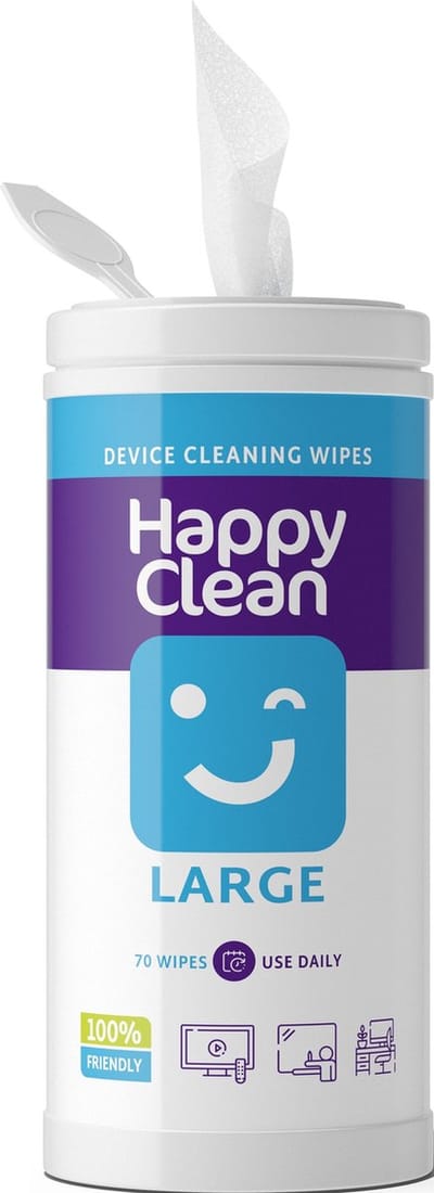 Happy Clean Reinigingsdoekjes - 70 Stuks - Voor TV Scherm, Beeldscherm en Whiteboard en Grote Devices