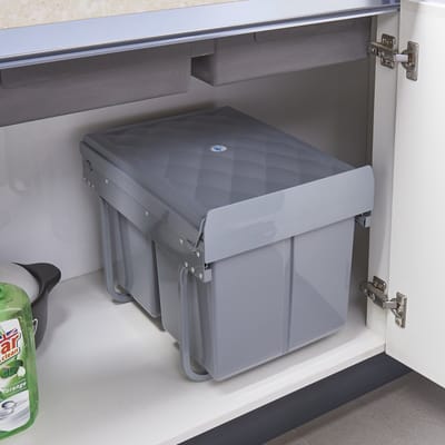 Inbouw prullenbak Froland 2x15 liter 48x34x35 cm grijs [en.casa]