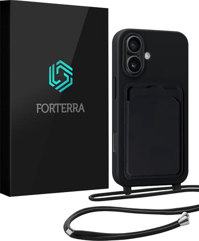 Hoesje Geschikt voor iPhone 17 Pashouder Case Siliconen Hoes Met Koord - Hoes Geschikt voor iPhone 17 Met Telefoonkoord Hoesje Back Cover Met Pasjeshouder - Zwart
