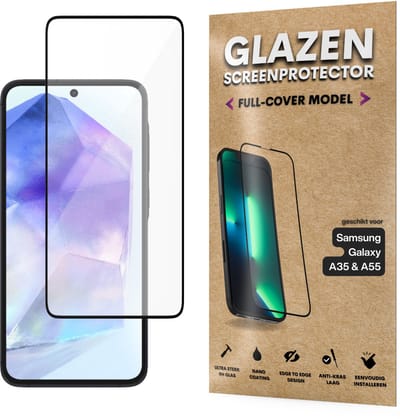 Screenprotector - Geschikt voor Samsung Galaxy A35 / A55 - Gehard Glas - Full Cover Tempered Glass - Case Friendly