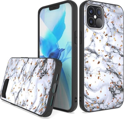 LuxeBass Siliconen hoesje met print geschikt voor Apple iPhone 12 Pro - Marmer White - telefoonhoes - gsm hoes - telefoonhoesje