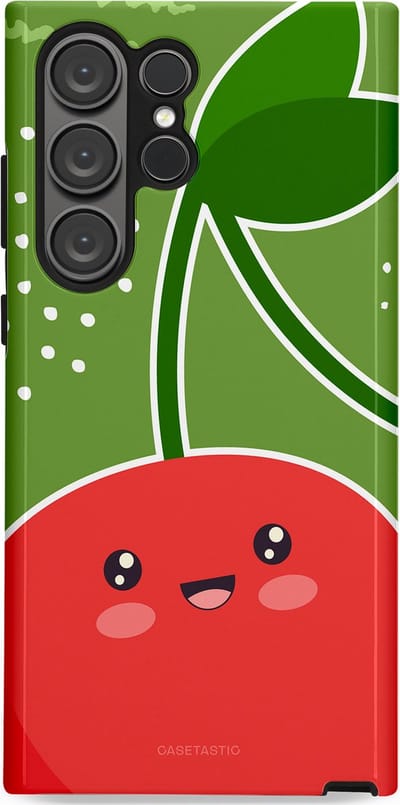 Casetastic Hoesje Geschikt voor Samsung S23 Ultra - Stijlvolle Beschermende Duo-layer Case - Kersenkus