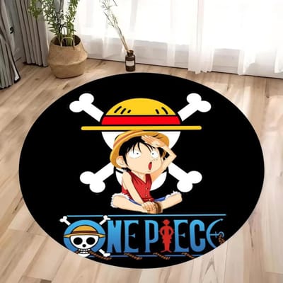 One Piece Anime Huis Rond Tapijt Woonkamer Stijlvolle Slaapkamer Vloermat Kinderkamer Tapijt voor Anime Liefhebbers Decor 120*120cm