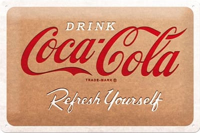 Coca-Cola Cardboard Logo Metalen Bord - 20 x 30 cm