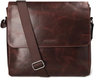 Highlands Leather Lewis Schoudertas – Premium Leren Laptoptas – Handgemaakt & Duurzaam – Professioneel, Elegant & Functioneel – Geschikt voor 13,5 inch Laptop – 34x29x6,5 cm – Donkerbruin