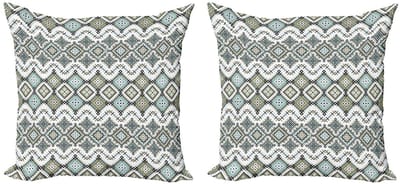 ABAKUHAUS Kussenhoes Set – 2x40x40 cm – Dubbelzijdig druk – Seafoam