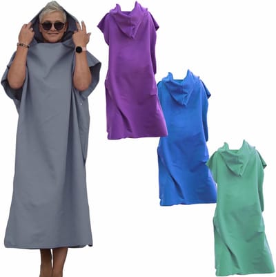 Surfponcho van microvezel, badponcho, poncho, omkleedhulp voor dames en heren, ook als handdoek of strandkleedhulp