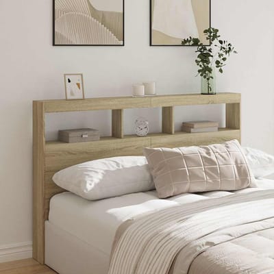 vidaXL - Hoofdbordkast - met - LED-verlichting - 160x17x102 - cm - sonoma - eiken