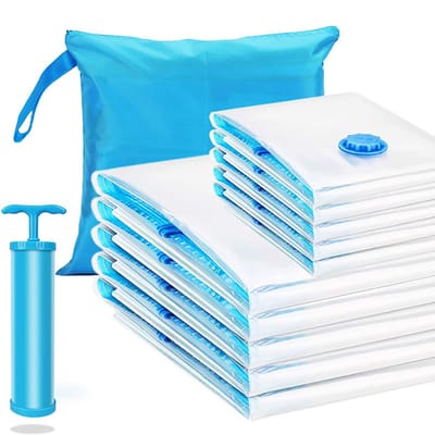 Vacuum Zakken 6-delig (3x Medium 80x60cm + 3x Small 70x50cm + Handpomp) - Luchtdichte Opbergzakken voor Kleding, Beddengoed & Reizen