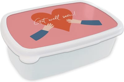 Broodtrommel Wit - Lunchbox - Brooddoos - Sterkte - Quotes - Roze - Hand - 18x12x6 cm - Volwassenen