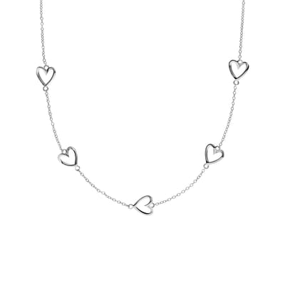 Lucardi Dames Zilveren ketting met hangers hart - Ketting - 925 Zilver - Zilver - 45 cm