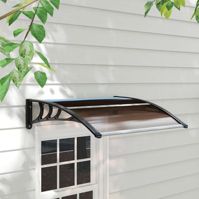 MODFU Deurluifel - Weerbestendig - Polycarbonaat - Aluminium - Bruin - 75 X 100 Cm