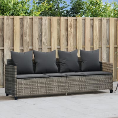 vidaXL - Ligbed - met - kussen poly - rattan - grijs