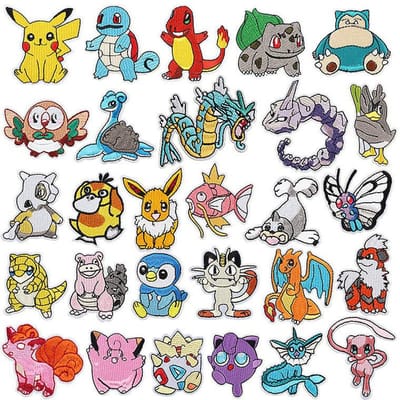Pokémon Cartoon Borduurstof Sticker Pokemon Patch Sticker Computer Borduur Chapter Jongen Marvel Borduurstickers a set of 28 pieces