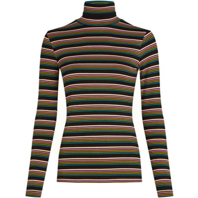 King Louie 10120 rollneck top frostine stripe 261 woodbine green