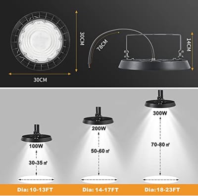 UFO LED Spots 10 Stuks - 300W, 30000 Lumen, Koudwit, IP65 Waterdicht - Perfect voor Garage, Werkplaats, Schuur en Industrie