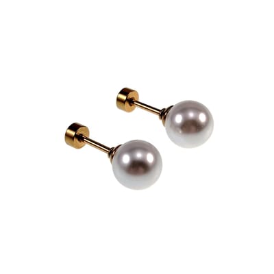 8mm Oorstekers - Parel Oorbellen - Kunstmatige - Goudkleurige RVS - Oorstekers met Draaisluiting - Oorbellen Dames