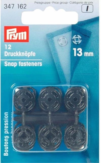 Aannaaidrukknopen kunststof rond zwart 13 mm